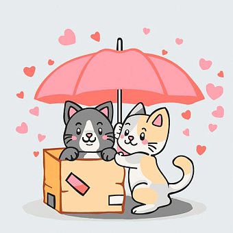 Картина по номерам Котики в коробці (30х30 см)