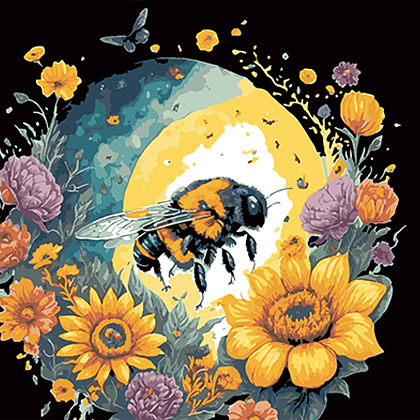 Картина по номерам Пчела и цветочная красота (40х40 см), бренду Strateg - KUBIX