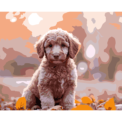 Картина за номерами Осінній песик (40х50 см), бренду Strateg - KUBIX