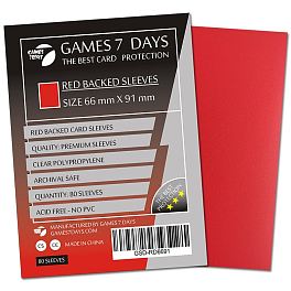 Протекторы Games7Days (66 х 91 мм/63.5x88 мм) Red Premium MTG (80 шт)