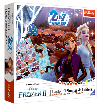 Настільна гра Крижане серце 2: Лудо + Змії і Драбини 2 в 1 (Frozen 2 Disney: Ludo + Snakes & Ladders 2 in 1), бренду Trefl, для 2-4 гравців, час гри < 30хв. - KUBIX