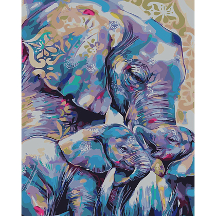Картина по номерам Мамочка со слонятами (40х50 см), бренду Strateg - KUBIX