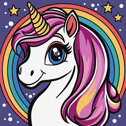 Картина по номерам Єдиноріжка (25х25 см), бренду Ідейка - KUBIX