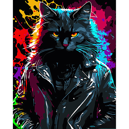 Картина за номерами Брутальний кіт у курточці (40х50 см), бренду Strateg - KUBIX