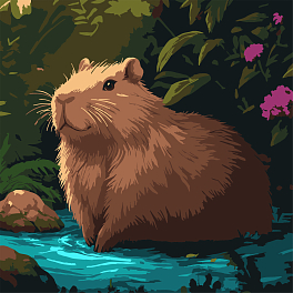 Картина за номерами Капібара на березі (30х30 см)