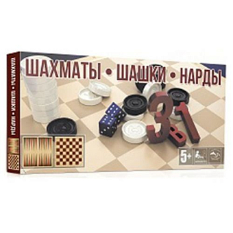 Настольная игра Набор 3 в 1 "Шахматы, Шашки, Нарды" - KUBIX Настольная игра Набор 3 в 1 "Шахматы, Шашки, Нарды"