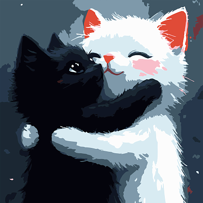 Картина по номерам Кошачьи объятия (20х20 см), бренду Strateg - KUBIX