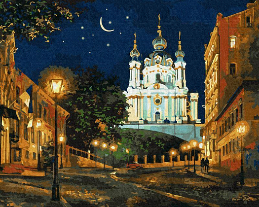 Картина за номерами Вечірній Київ (40х50 см), бренду Ідейка - KUBIX