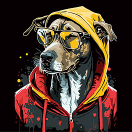 Картина по номерам Модный пес в стильном образе (40х40 см)