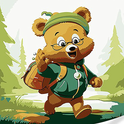 Картина за номерами Ведмедик мандрівник (30х30 см), бренду Strateg - KUBIX