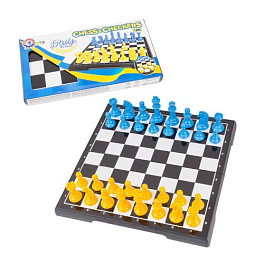 Настольная игра Шашки и шахматы 2 в 1 "Патриот" желто-голубые