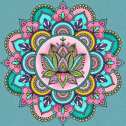 Набор для росписи-антистресс Мандала с цветочным орнаментом (30х30 см), бренду Strateg - KUBIX