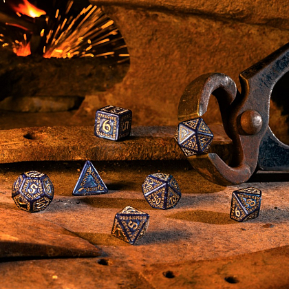 Набор кубиков Runic Mixed-blue & gold Dice Set, бренду Q-Workshop - 3 - KUBIX