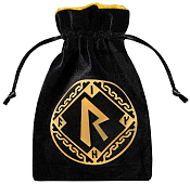 Миниатюра товара Мешочек Runic Black & golden Velour Dice Bag - 1