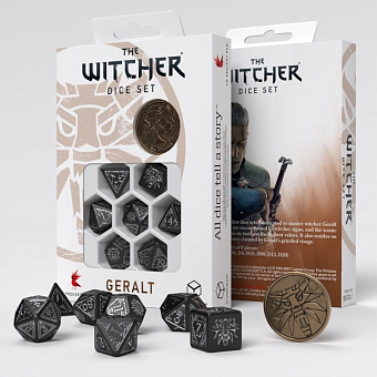 Набор кубиков The Witcher Dice Set. Geralt - Silver Sword Dice Set - KUBIX Набор кубиков The Witcher Dice Set. Geralt - Silver Sword Dice Set