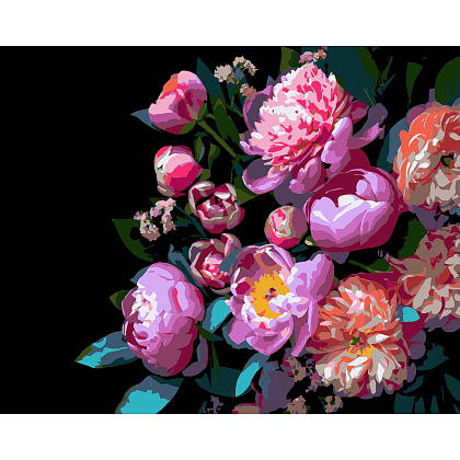 Картина за номерами Півонієподібні квіти (40х50 см), бренду Strateg - KUBIX