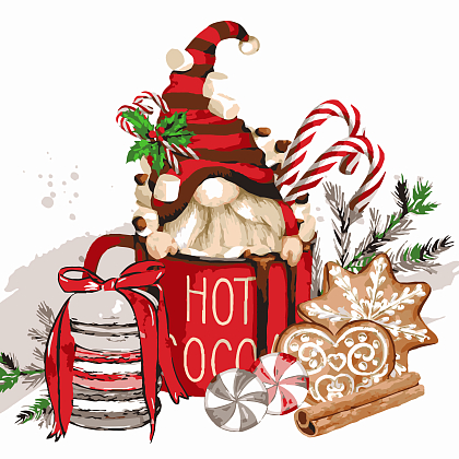 Картина по номерам Гном со сладостями (40х40 см), бренду Strateg - KUBIX