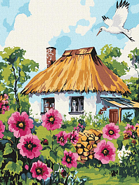 Картина по номерам Мальви біля будинку (30х40 см)