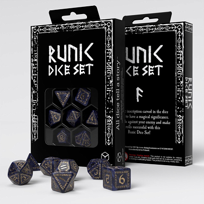 Набор кубиков Runic Mixed-blue & gold Dice Set, бренду Q-Workshop - KUBIX