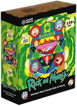 Деревʼяний пазл-лабіринт Rick & Morty Космічний лабіринт XL