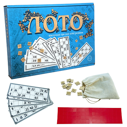 Настольная игра Лото с деревянными фишками (синяя), бренду Strateg, для 2-12 гравців, час гри < 30мин. - 3 - KUBIX