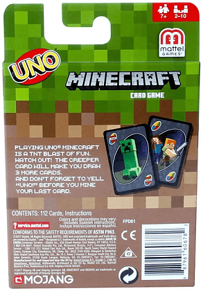 Настольная игра Уно Майнкрафт (UNO Minecraft), бренду Mattel, для 3-10 гравців, час гри < 30мин. - 3 - KUBIX