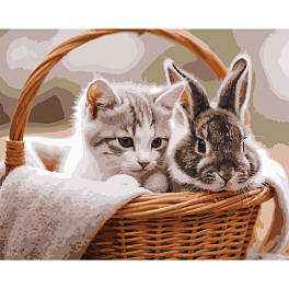 Картина за номерами Кошеня з кроликом (40х50 см)