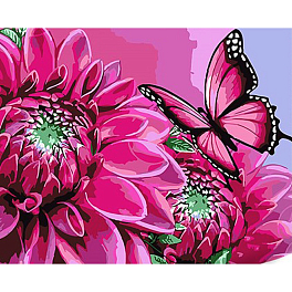 Картина за номерами Метелик на яскравих квітках (30х40 см)