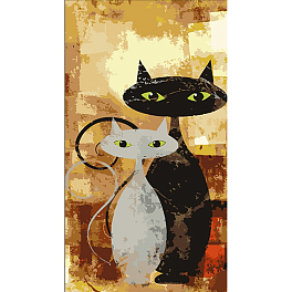 Картина по номерам Кот и кошка (50х25 см)