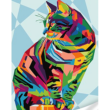 Картина за номерами Милий кіт у стилі поп-арт (30х40 см), бренду Strateg - KUBIX