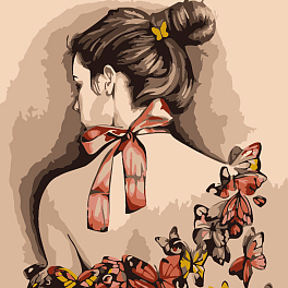 Картина за номерами Дівчина в метеликах (20х20 см)