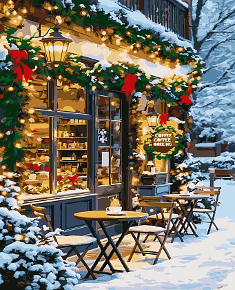 Картина по номерам Рождественское кафе (50х60 см), бренду Artissimo - KUBIX