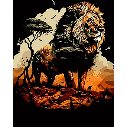 Картина за номерами Король лев (40х50 см), бренду Strateg - KUBIX