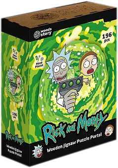 Фігурний деревʼяний пазл Rick & Morty Портал XL