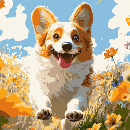 Картина за номерами Коргі в осені (30х30 см)