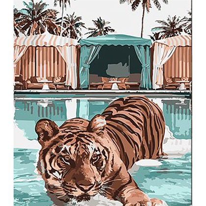 Картина по номерам Брутальный тигр на отдыхе (30х40 см), бренду Strateg - KUBIX