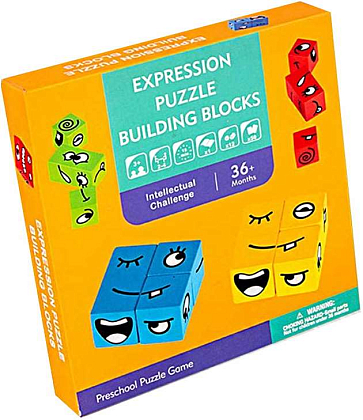 Настільна гра Кумедні Кубики (Expression puzzle), бренду Bloomy Brain Toys, для 1-2 гравців, час гри < 30хв. - KUBIX