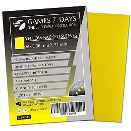 Протекторы Games7Days (66 х 91 мм/63.5x88 мм) Yellow Premium MTG (80 шт)