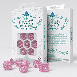 Набор кубиков Elvish Shimmering pink & White Dice Set