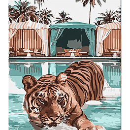Картина по номерам Брутальный тигр на отдыхе (30х40 см)