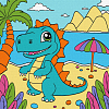 Картина по номерам Веселий динозаврик (25х25 см)