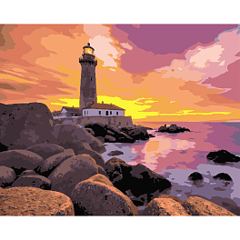 Картина по номерам Маяк на закате солнца (40х50 см)