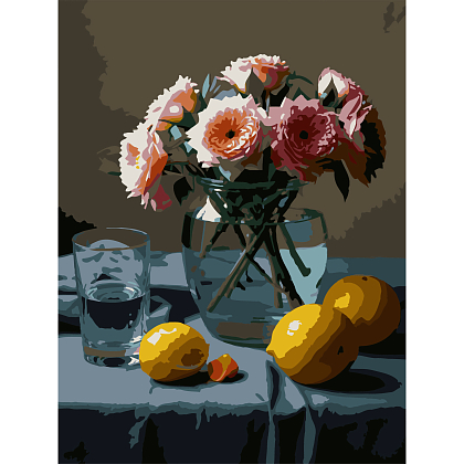 Картина за номерами Квіти й лимони (30х40 см), бренду Strateg - KUBIX