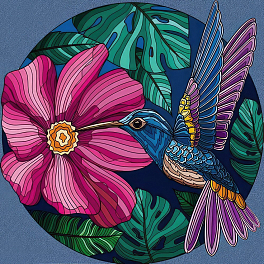 Набор для росписи-антистресс Колибри в цветах (30х30 см)