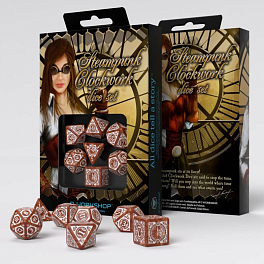 Набор кубиков Steampunk Clockwork Caramel & white Dice Set (7шт.)