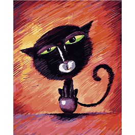 Картина за номерами Кіт на кульці (40х50 см)