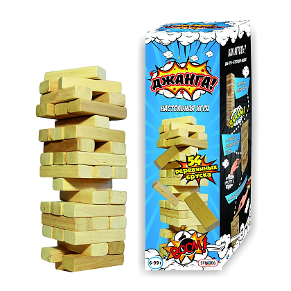 Настольная игра Джанга (Дженга) 54 бруска (RU), бренду Strateg, для 2-4 гравців, час гри < 30мин. - KUBIX