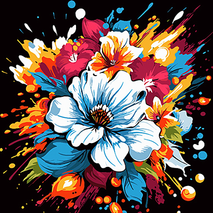 Картина за номерами Квітковий вибух (40х40 см), бренду Strateg - KUBIX