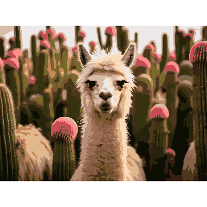 Картина по номерам Альпака среди цветов (30х40 см), бренду Strateg - KUBIX