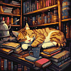Картина по номерам Пухнастий книголюб (40х40 см)